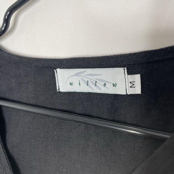 VTG Willow 100% Linen Black Button Top Cardigan Size M Lagenlook Artsy Grunge - Picture 4 of 7